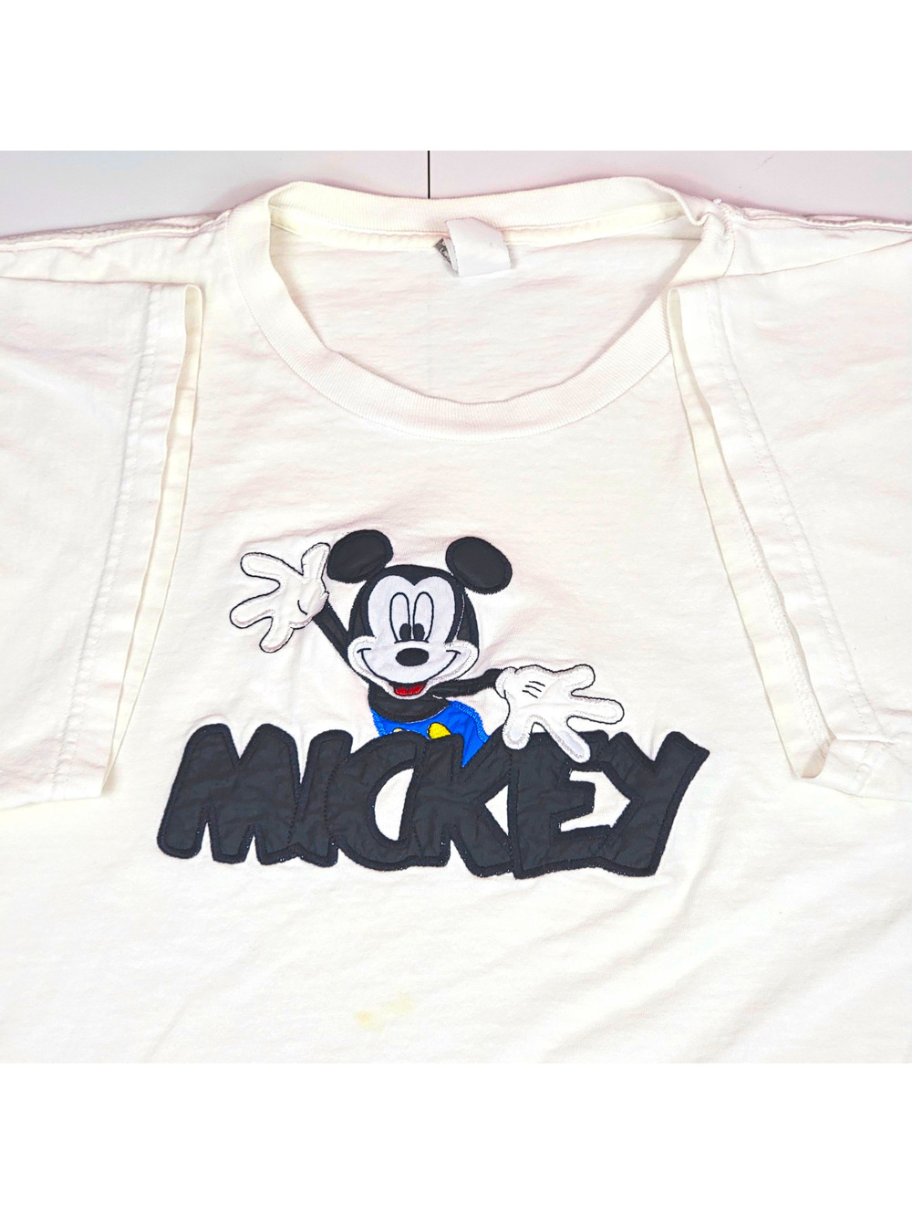 Vintage 90s Mickey Mouse Embroidered White T-Shirt Unlimited